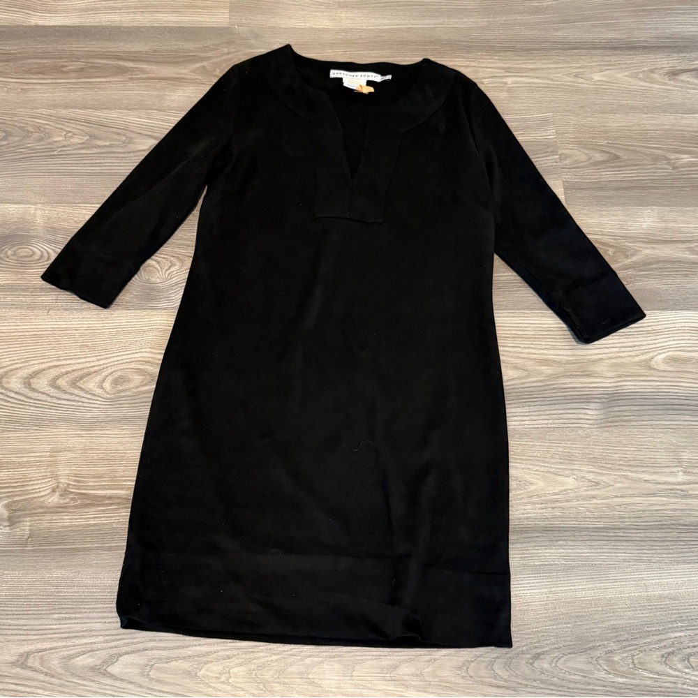 Gretchen Scott Black Suede Tunic 3/4 Sleeve Dress Women’s size XS - Picture 4 of 10